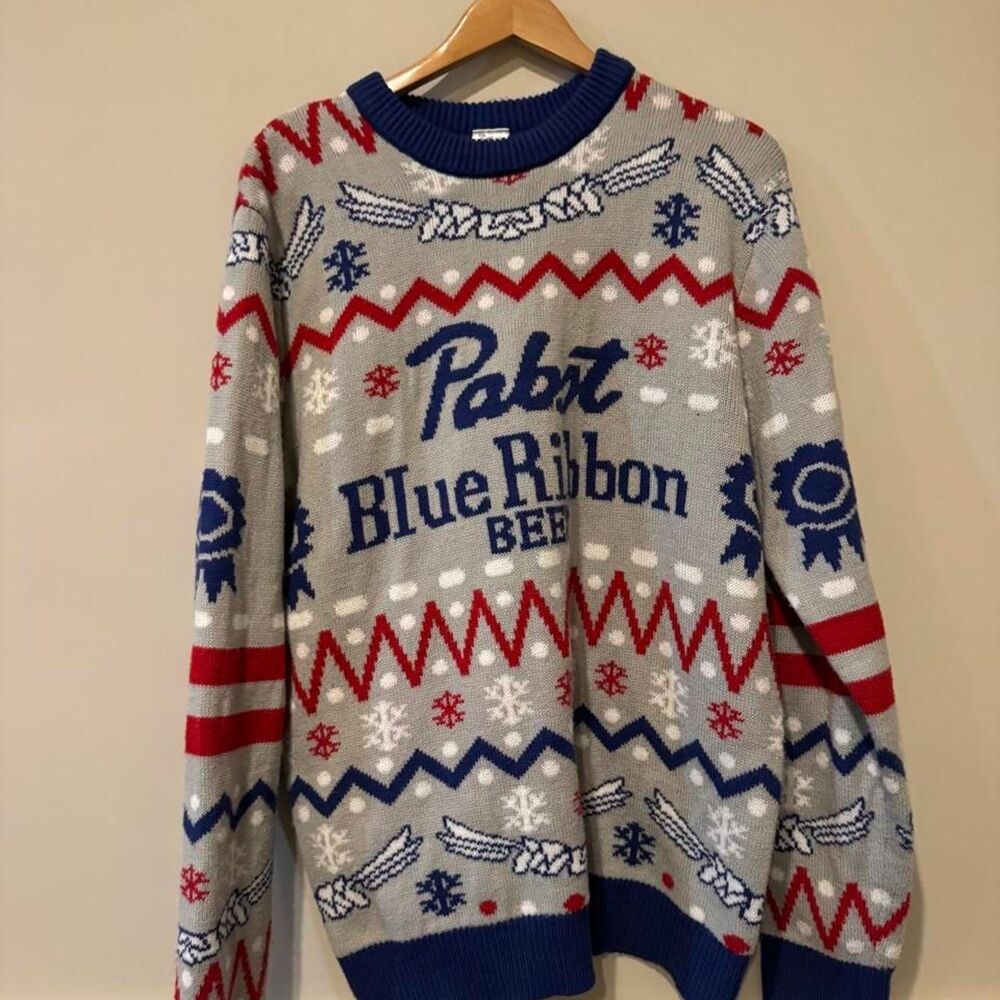 Pabst Blue Ribbon Beer Men's Jumper sweater winter christmas sweater